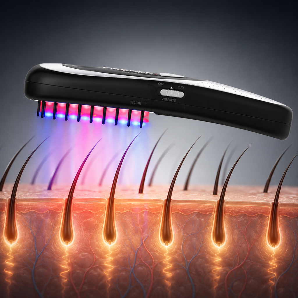 Velform Power Grow Comb lézeres hajerősítő fésű vörös és kék fényterápiával