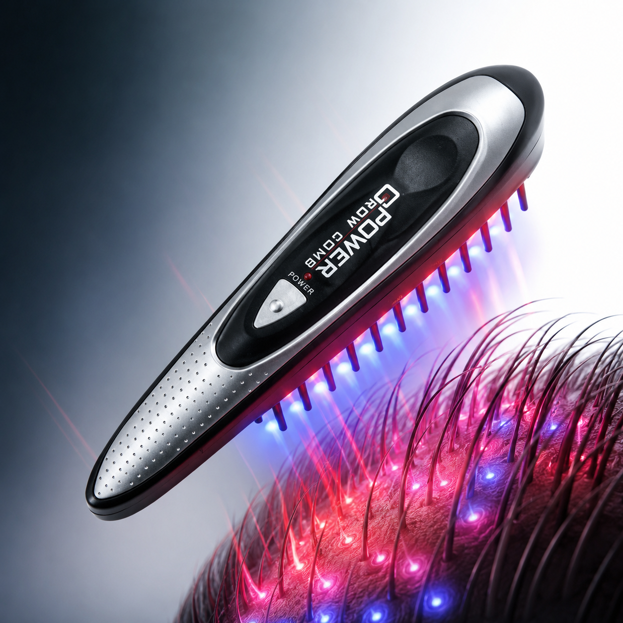 Velform Power Grow Comb lézeres hajerősítő fésű vörös és kék fényterápiával