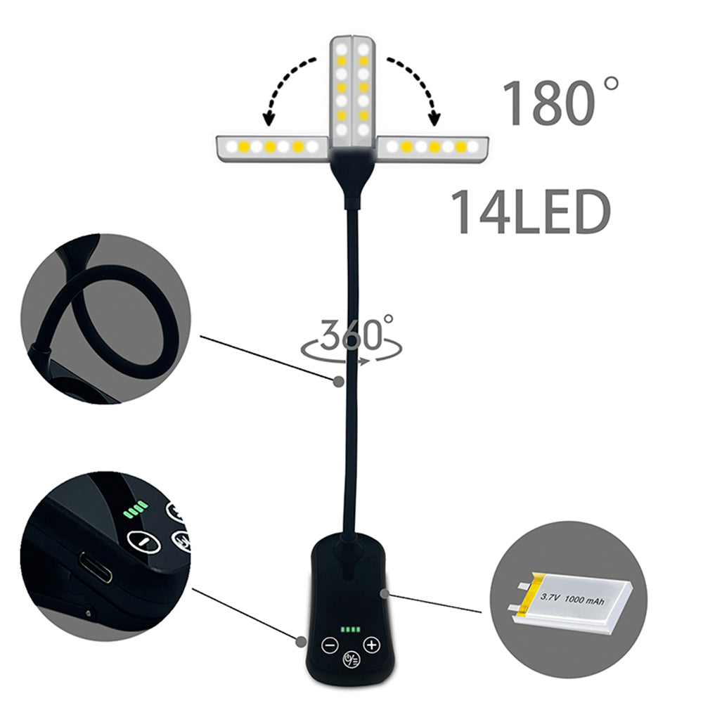 LumeFlex 3-fejű olvasólámpa állítható világítással és USB-C töltéssel