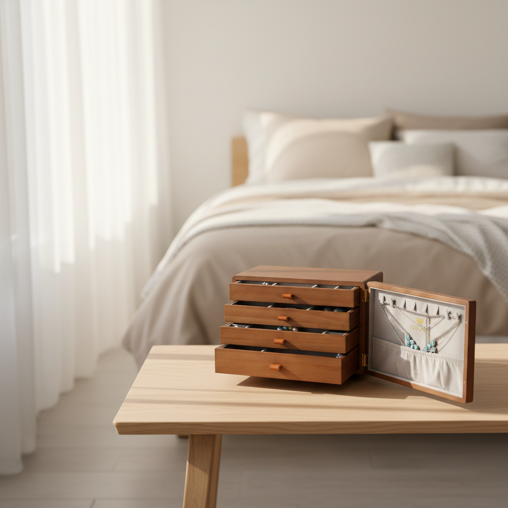 EMPORIA™ Royal Pine prémium fa ékszerdoboz fiókos rendszerezővel
